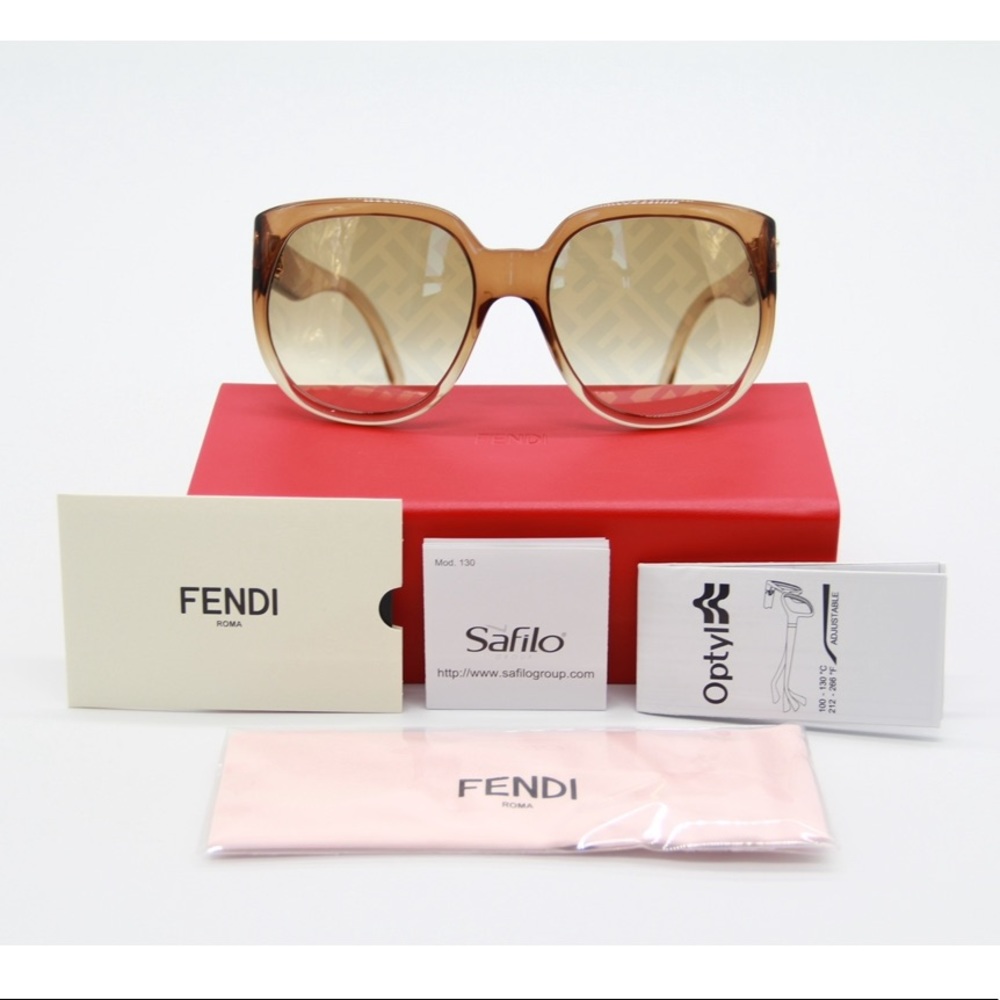 NEW FENDI FF0403/G/S 09Q BROWN SQUARE SUNGLASSES FENDI FF 0403/G/S - Picture 9 of 13